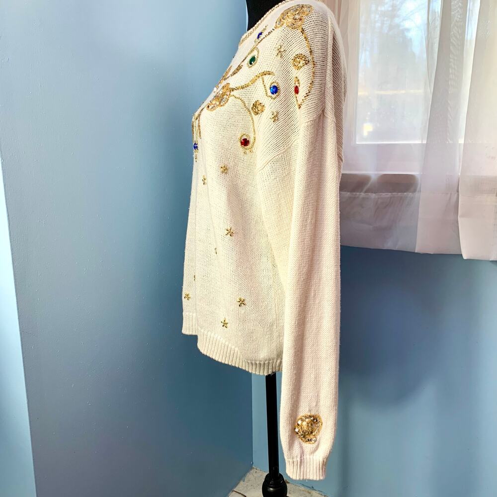 Celina Yang Vintage Sweater with Beading and Sequins Size Large - Picture 3 of 8